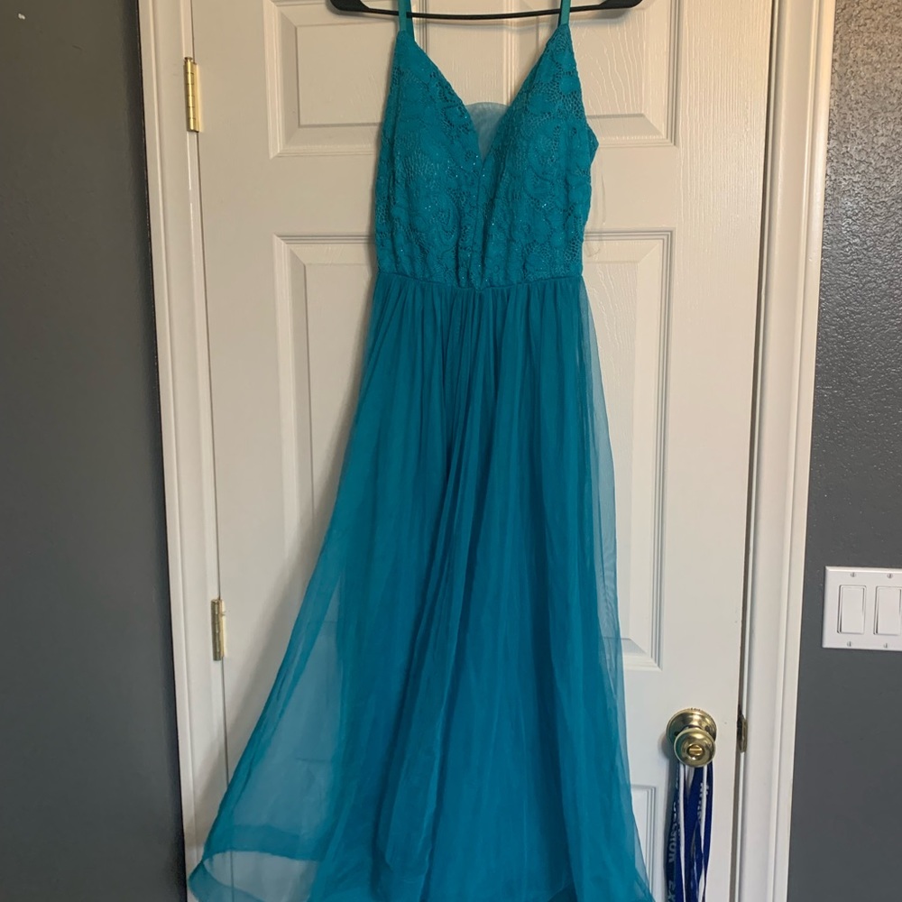 light blue dress
